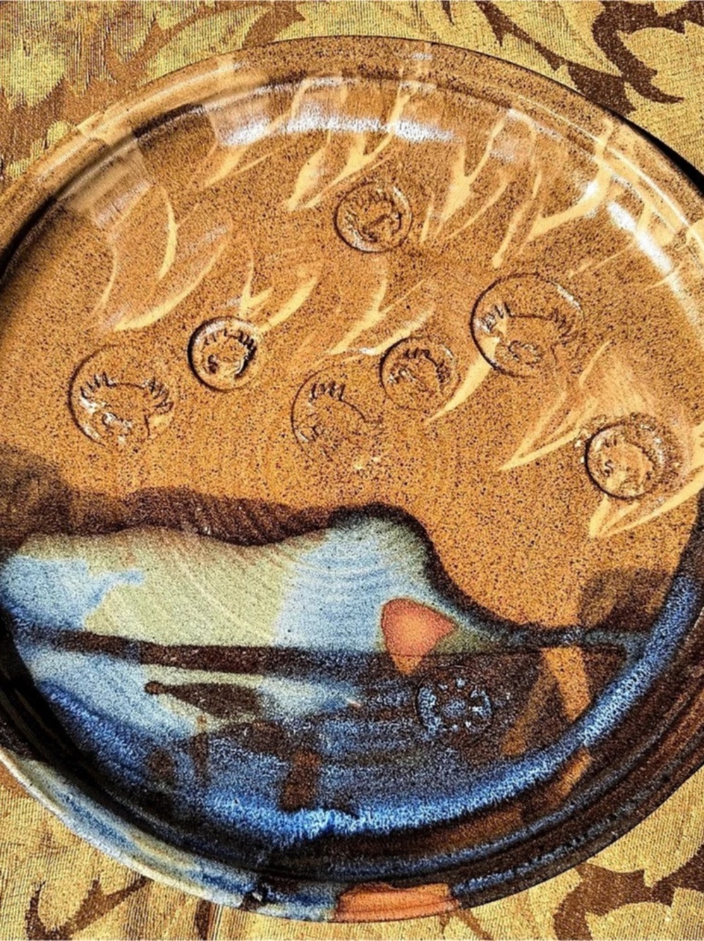 Vintage MCM Handmade Ceramic Decorative Plate signed and dated
